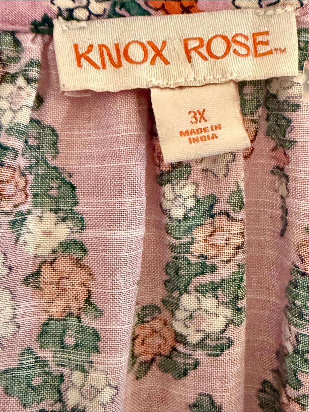 Knox Rose 3X Pink Boho Floral Tie Waist Peasant Dress Plus Size - Picture 7 of 12